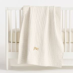 Image of Comfy Tee Keepsake Stitched Natural 100% Organic Cotton Jersey Crib Quilt