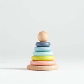 Image of Small Rainbow Wooden Baby Stacking Ring