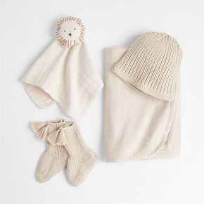 Image of Lion 4-Piece Organic Cotton Baby Swaddle Gift Set
