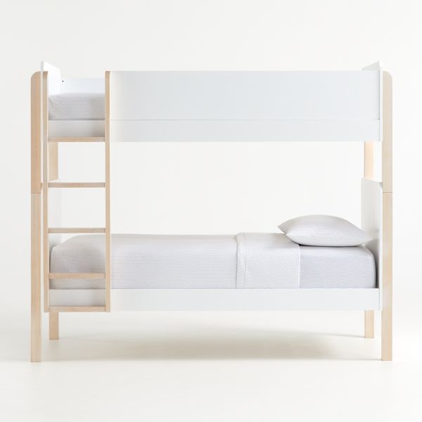 Babyletto TipToe White & Washed Natural Wood Kids Bunk Bed