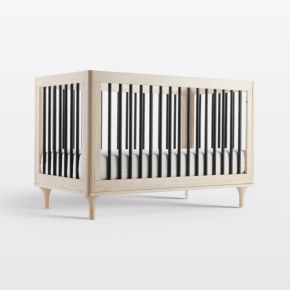 Image of Babyletto Lolly Black & Washed Wood 3-in-1 Convertible Crib