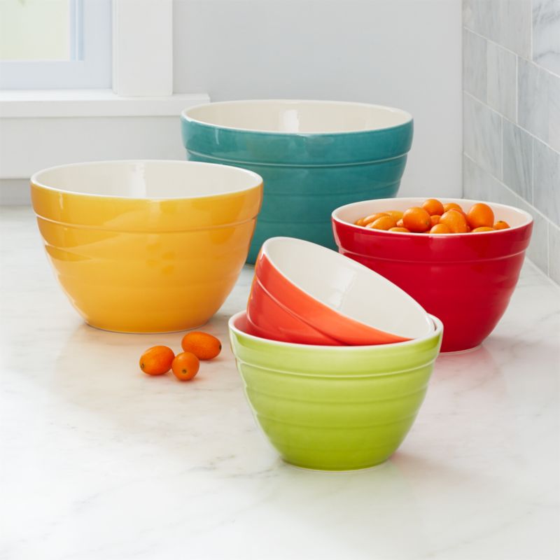Aqua Baker Nesting Bowls, Set of 5 + Reviews Crate and Barrel