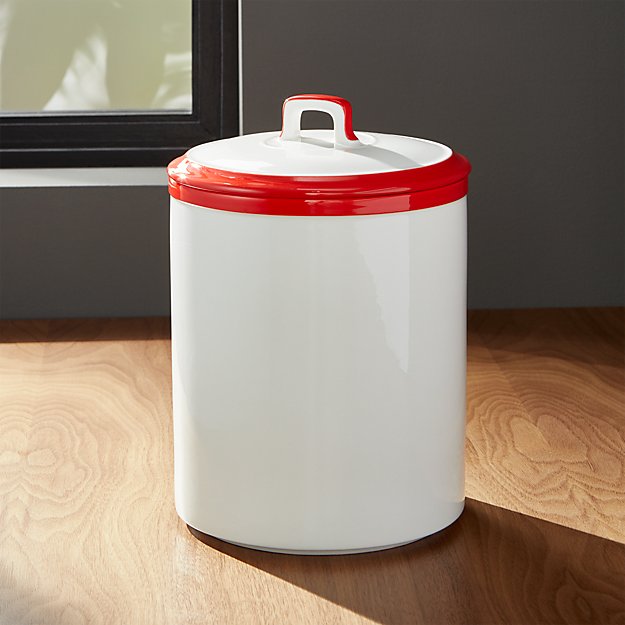 Baker Red and White Kitchen Canister Medium | Crate and Barrel