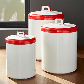 Baker Red and White Kitchen Canisters