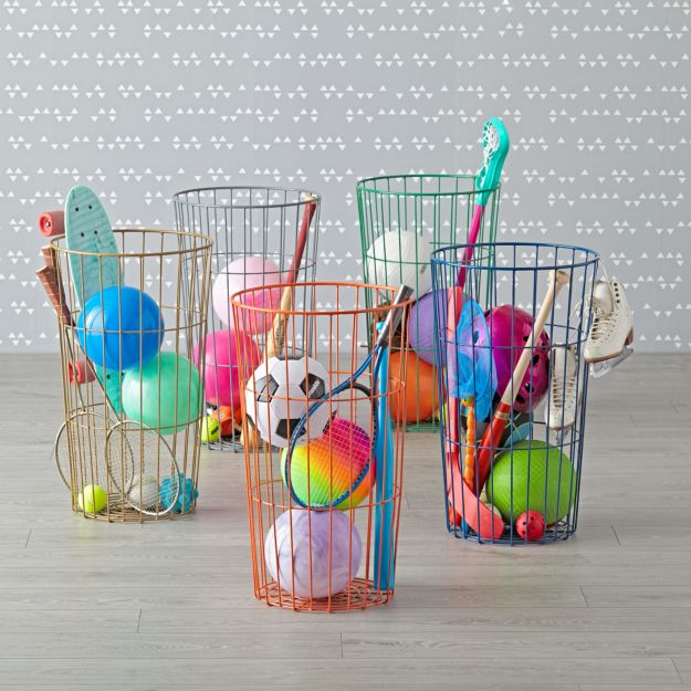 Grey Wire Ball Bin in Bins & Baskets + Reviews Crate and Barrel