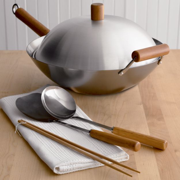 Carbon Steel Wok Set + Reviews Crate and Barrel