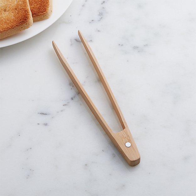 Bamboo Toast Tongs with Crate and Barrel