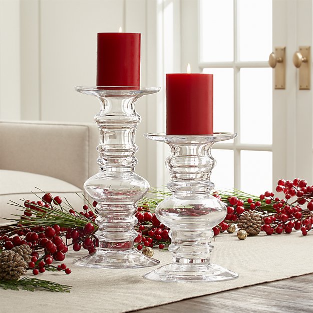 Barlow Blown Glass Hurricane Candle Holders | Crate and Barrel