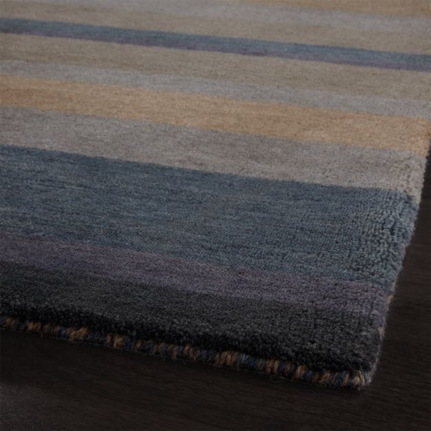 Shore Blue Stripe Wool Rug Crate and Barrel