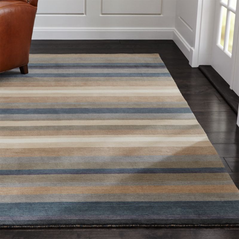 Barnett Shore Blue Stripe Wool Rug | Crate and Barrel