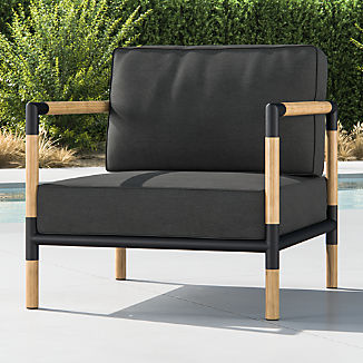 Barra Teak/Metal Lounge Chair with Charcoal Sunbrella ® Cushions