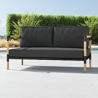 Barra Teak/Metal Sofa with Charcoal Sunbrella ® Cushions