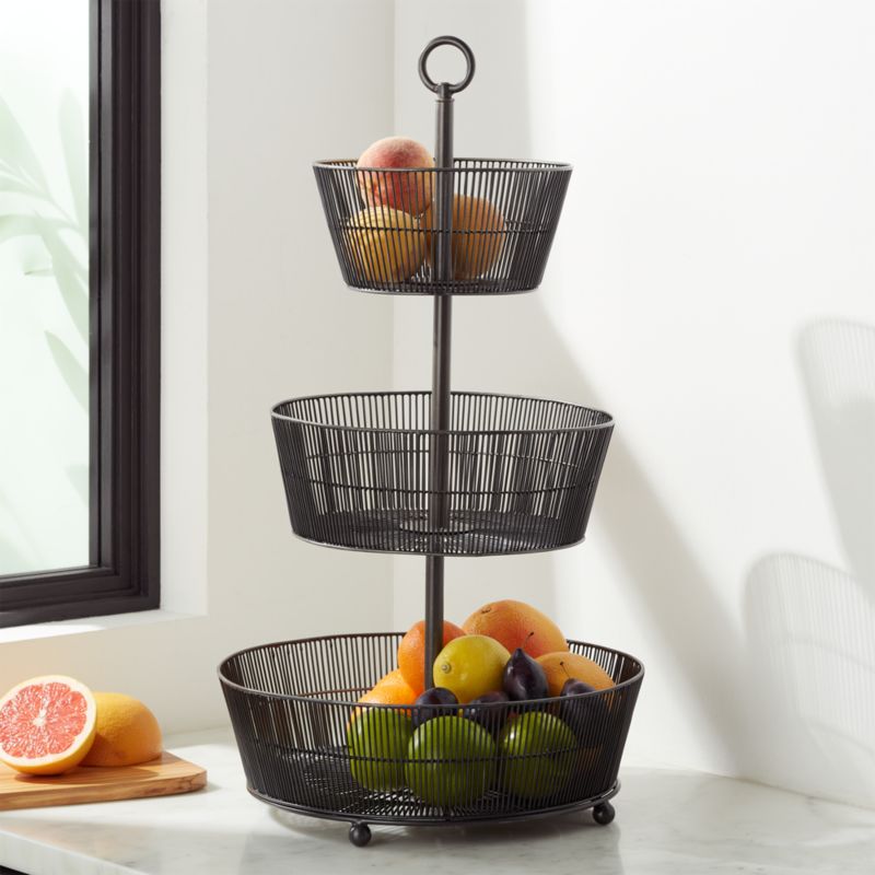 Barrett 3 Tier Fruit Basket Graphite Reviews Crate And Barrel