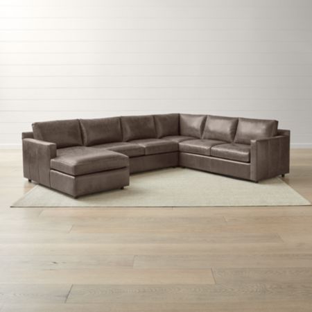 Barrett Leather 4 Piece Left Arm Chaise Sectional Crate And Barrel