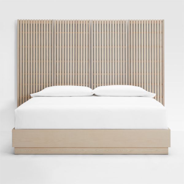 Batten White Oak King Plinth-Base Bed