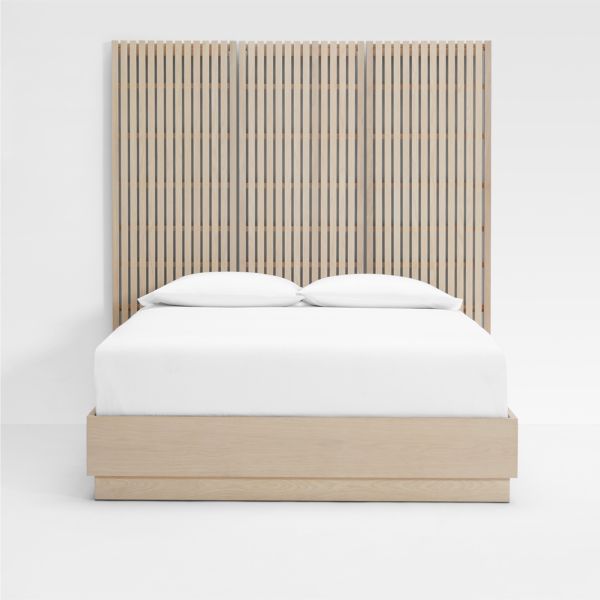 Batten White Oak Queen Plinth-Base Bed