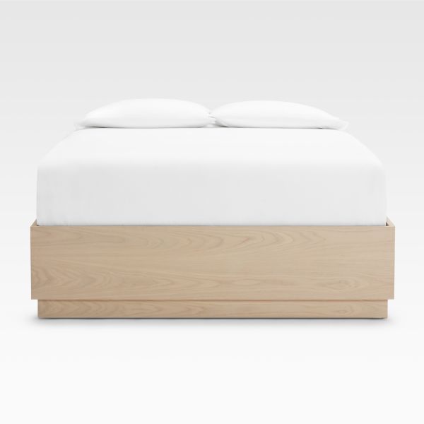 Batten White Oak Queen Storage Bed Plinth-Base