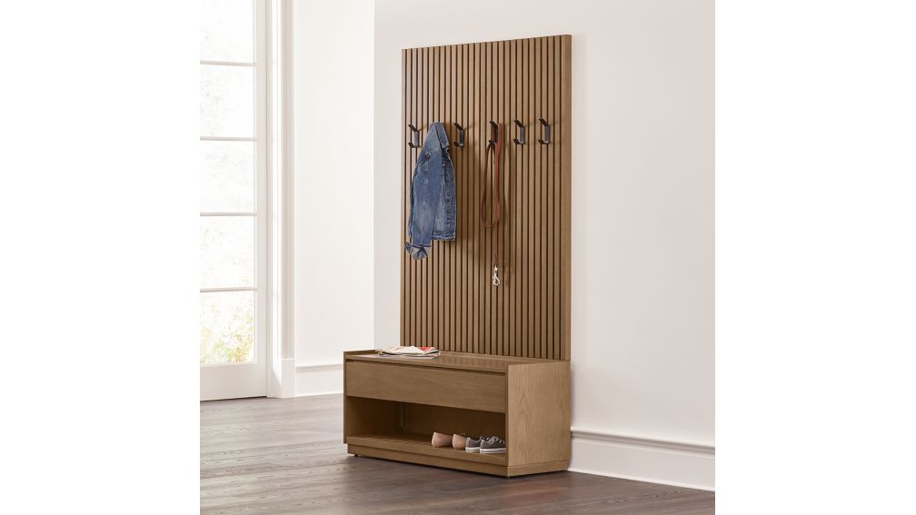 Batten Wood Hall Tree Bench Crate and Barrel