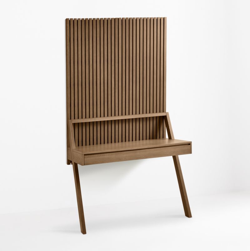 Batten WallMounted Desk and 2 Panel Set Crate and Barrel