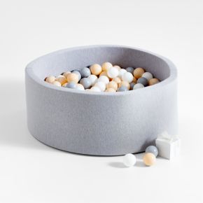 Image of Baby and Toddler Light Grey Pop-Up Ball Pit with Neutral Balls