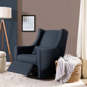 Image of Babyletto Kiwi Navy Blue Electronic Swivel Glider Power Recliner Nursery Chair