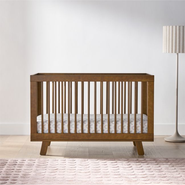 Babyletto Hudson Natural Walnut Wood 3-in-1 Convertible Baby Crib with Toddler Bed Conversion Kit