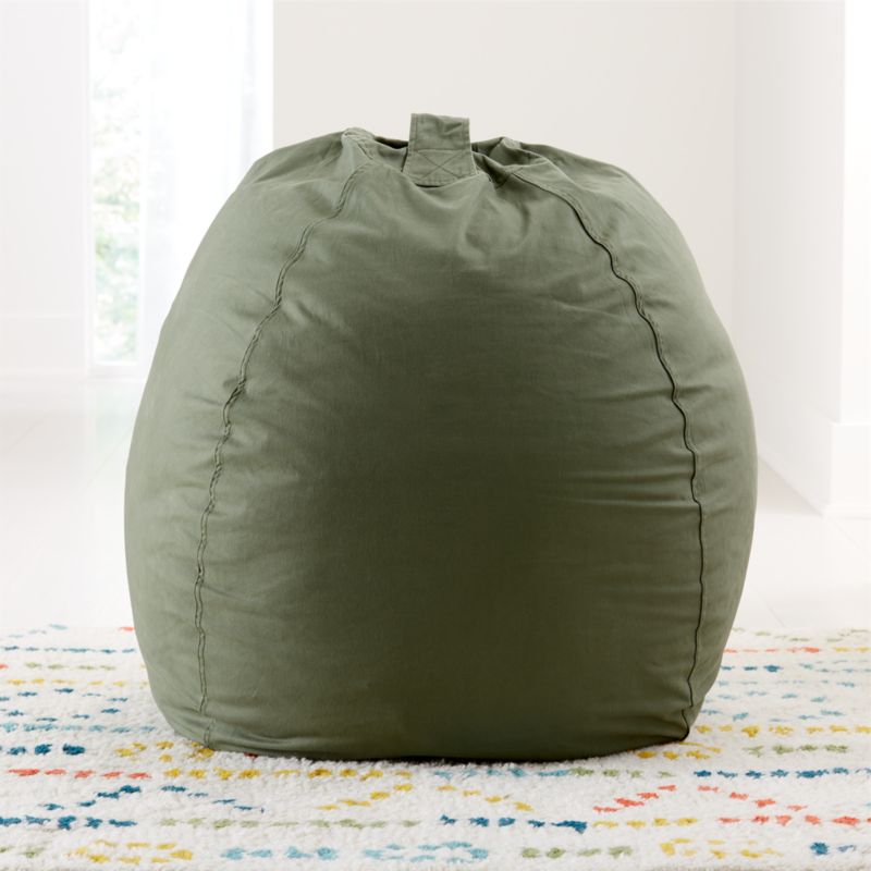Large Dark Green Bean Bag Chair Cover Crate and Barrel