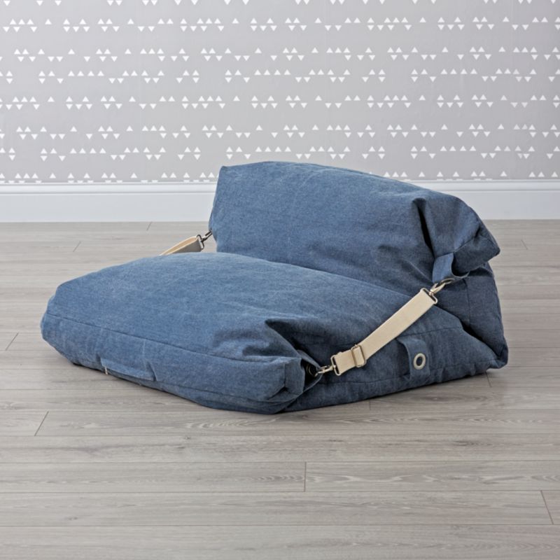 Kids Blue Bean Bag Bed Chair + Reviews Crate and Barrel