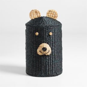 Image of Black Bear Woven Kids Hamper with Handles