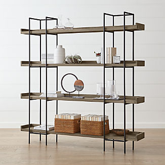 Bookcases Shelves Crate And Barrel Beckett Grey Wash 4 High Shelf