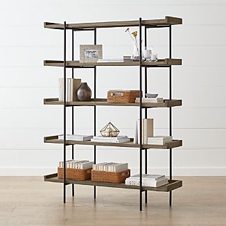 Bookshelves Crate And Barrel Beckett Grey Wash 5 High Shelf
