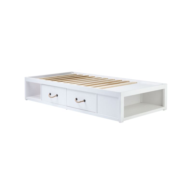 Topside White Twin Bed with Storage + Reviews Crate and Barrel