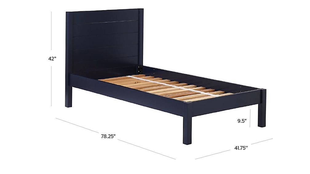 Parke Navy Blue Twin Bed + Reviews Crate and Barrel