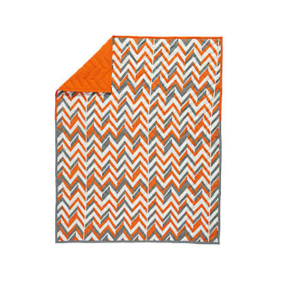 Little Prints Orange Zig Zag Baby Quilt Crate And Barrel