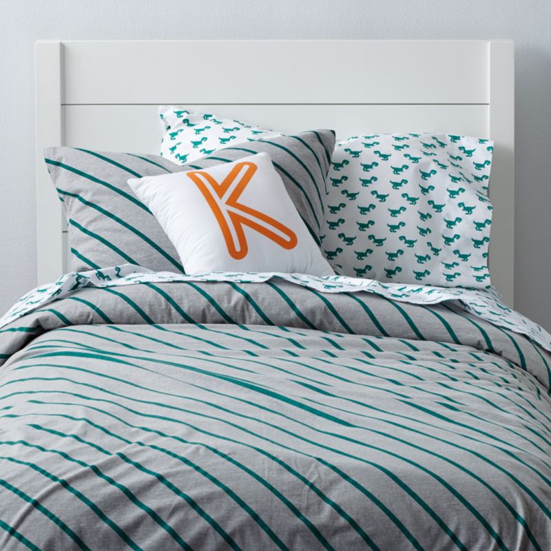 Little Prints Kids Duvet Cover (Green Stripes) Crate and Barrel