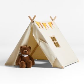 Image of Beige Collapsible Kids Canvas Play Tent
