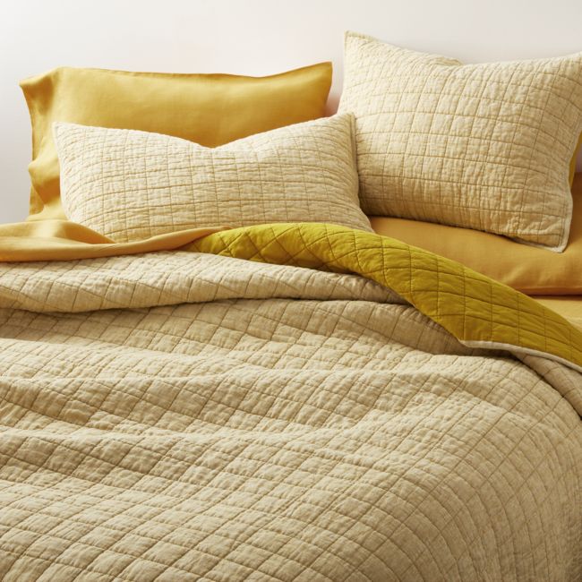 Online Designer Bedroom Belgian Flax Linen Amber Full/Queen Quilt