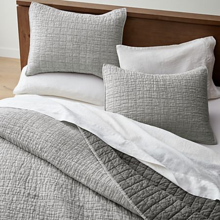 Grey Belgian Flax Linen Quilts And Pillow Shams Crate And Barrel