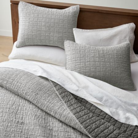 Grey Belgian Flax Linen Quilt King Reviews Crate And Barrel