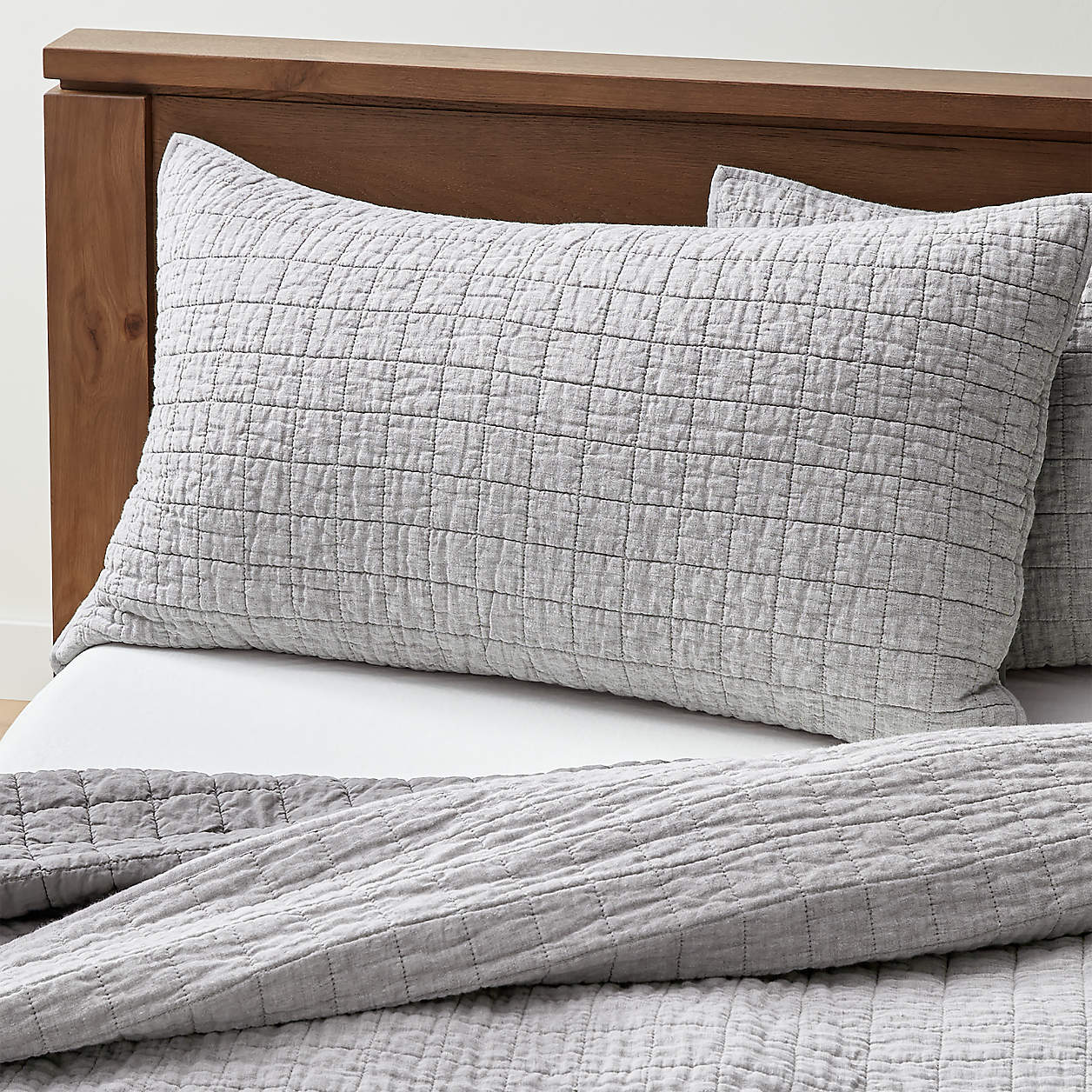 Grey Belgian Flax Linen Sham King + Reviews Crate and Barrel