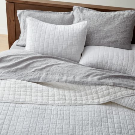Warm White Belgian Flax Linen Quilts And Pillow Shams Crate And