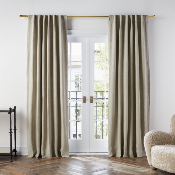Warm Beige EUROPEAN FLAX ™-Certified Linen Blackout Window Curtain Panel 52