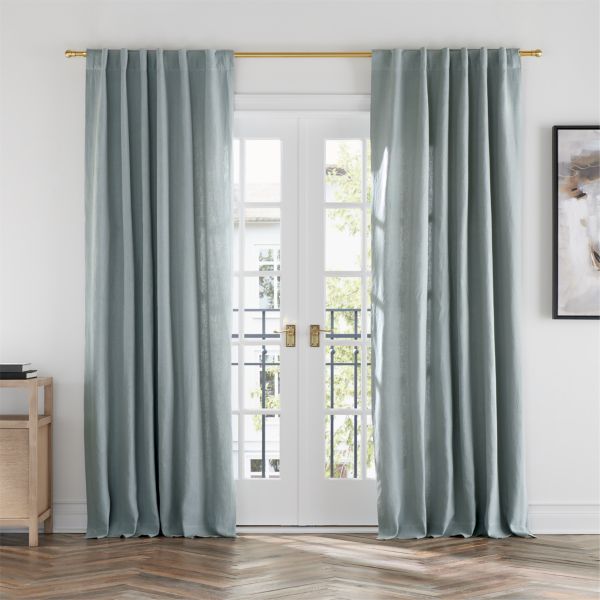 Mist Blue EUROPEAN FLAX ™-Certified Linen Window Curtain Panel 52
