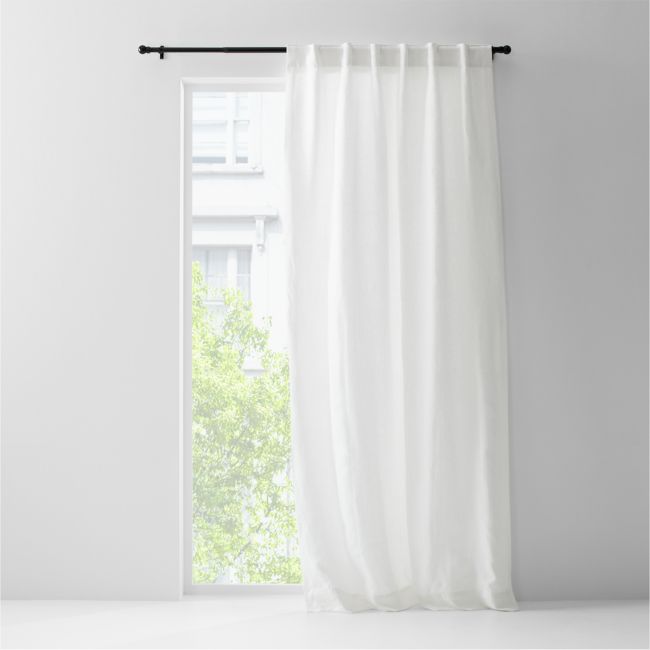 Online Designer Combined Living/Dining Crisp White EUROPEAN FLAX -Certified Linen Window Curtain Panel 52