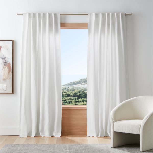Crisp White EUROPEAN FLAX ™-Certified Linen Window Curtain Panel 52