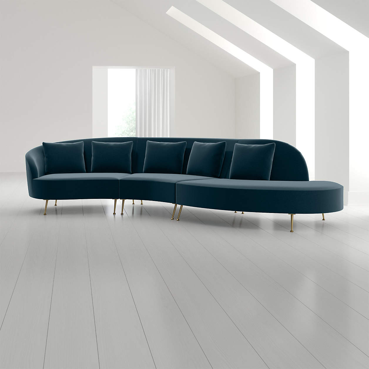 Bellevue 3Piece Right Arm Chaise Serpentine Sectional + Reviews