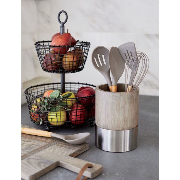 Bendt 2Tier Iron Fruit Basket Crate and Barrel