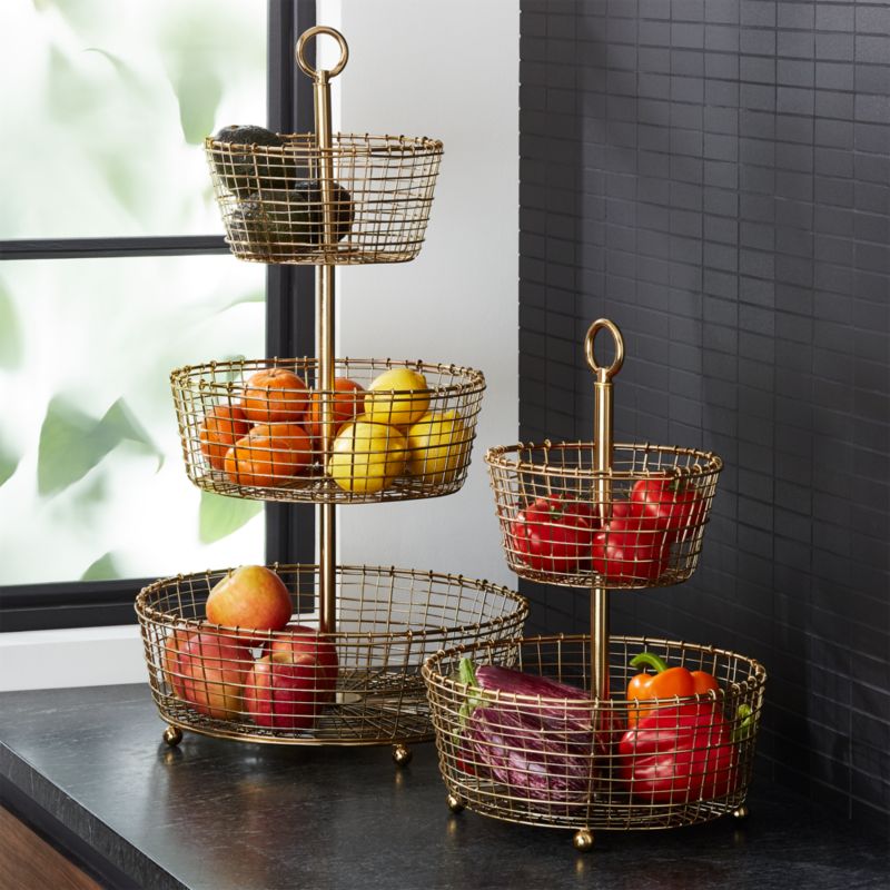 Bendt Gold Wire Fruit Basket | Crate and Barrel