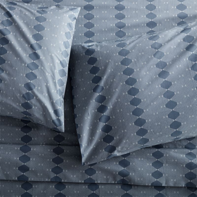 Bennett Blue Sheets and Pillow Cases Crate and Barrel