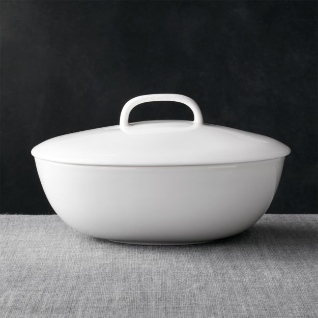 Oval Serving Bowl with Lid + Reviews Crate and Barrel